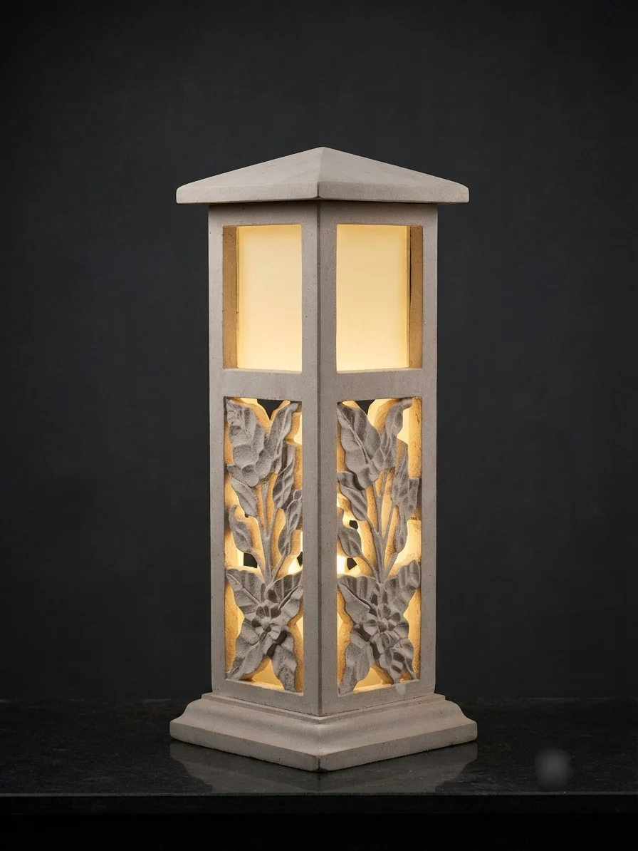 Traditional Floral Pillar Lamp